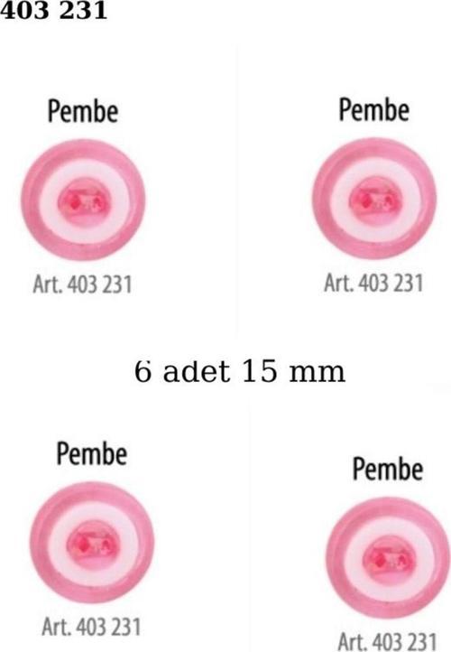 Pembe Renk 6 Adet Beyaz Şeritli 15 Mm Bebek Düğme, Bebek Kazak, Yelek, Gömlek Düğmesi 403 231
