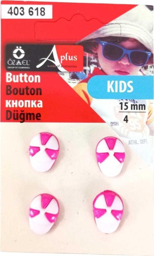 Şapka Şekilli Fuşya Renkli 4 Adet 15 Mm Bebek Düğme, Çocuk Düğme, Gömlek Kazak Yelek Düğmesi 403 618