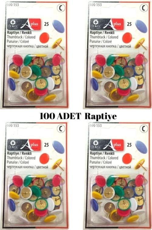 Renkli Kaplama Raptiye Raptiye 100 Adet , Harita Çivisi, Pano Çivisi 800 154