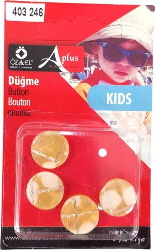Sarı Simli 4 Adet 15 Mm Bebek Düğme, Çocuk Düğme, Gömlek Kazak Yelek Düğmesi 403 246