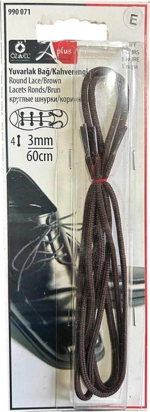 Kahverengi 3 Mm 60 Cm Yuvarlak Ayakkabı Bağı, Bir Çift Ayakkabı Bağcığı 990 071