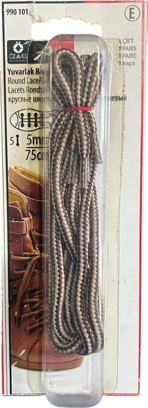 Kahverengi Ve Bej 5 Mm 75 Cm Yuvarlak Ayakkabı Bağı, Bir Çift Ayakkabı Bağcığı, Bot Bağcığı 990 101