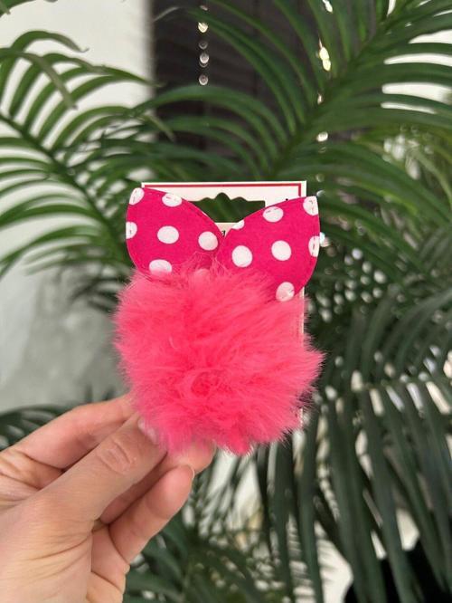 Ponpon Peluş Çocuk Tokası, Puantiyeli Lastik Toka 201 273