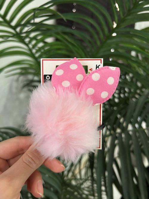 Ponpon Peluş Çocuk Tokası, Puantiyeli Lastik Toka 201 273