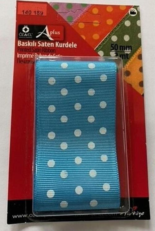140 189 Puantıye Baskılı Grogren Kurdele 50Mm Mavı 510