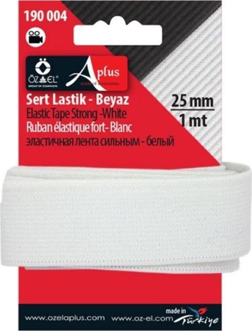 Beyaz Dokuma Lastik, Sert Lastik, Bel, Paça Lastiği 2,5 Cm 1 Mt 190 004