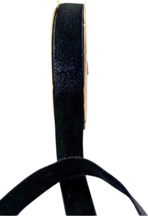 Siyah Lastikli Kadife Şerit Kurdele, Yumuşak Dokulu Esnek Kadife Kurdele, 2 Cm 5 Mt