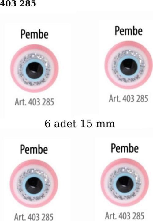 Pembe Renk Nazar Boncuklu Simli 6 Adet 15 Mm Bebek Düğme, Bebek Kazak, Yelek, Gömlek Düğmesi 403 285