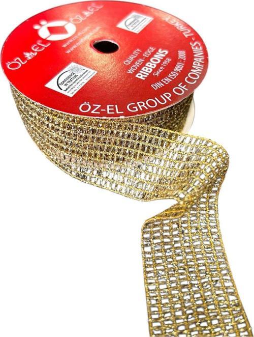 Altın Rengi Fileli Kanaviçe Kurdele, Paketlik Kurdele, 2,5 Cm 3 Mt 135 086