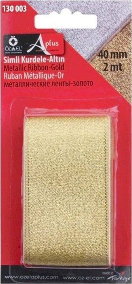 Altın Rengi Simli Kurdele, Paketlik Kurdele 4 Cm 2 Mt 130 003