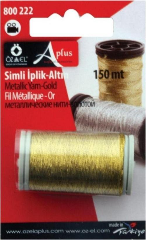 Simli Altın Rengi Dikiş İpliği Mini Makara 150 Mt
