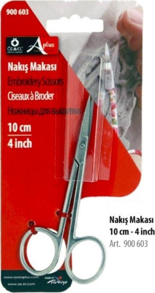 Paslanmaz Kıvrık Uçlu Çelik Makas,Nakış Makası, Çok Amaçlı Makas, 10 Cm 4 Inch 900 603