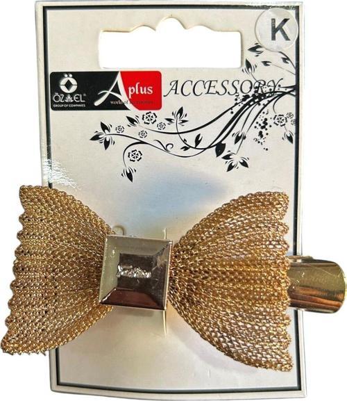 Altın Rengi Metal Örgülü Fiyonk Klipsli Toka, Klipsli Saç Tokası 201 268