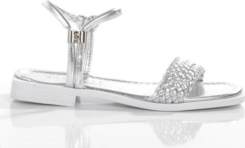 MİA026-1561 Kadın GÜMÜŞ BEYAZ El Örgülü Abiye Günlük-Düğün-Eğlence-Tatil Sandaleti