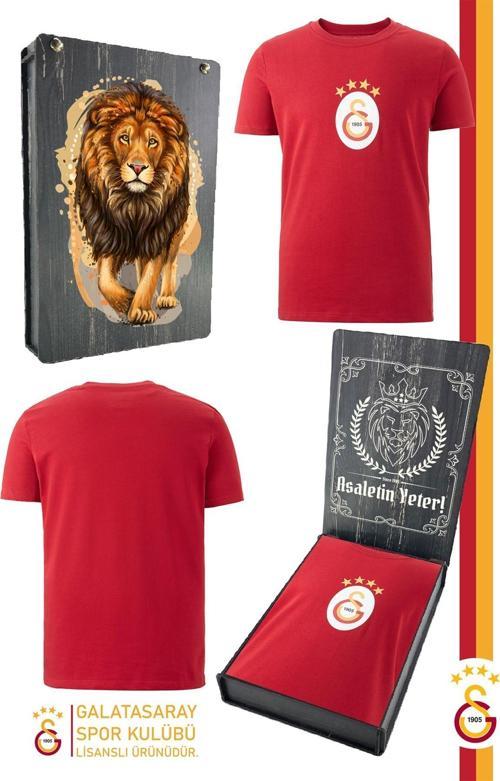 Orijinal Lisanslı Arma T-Shirt Gs Aslan Baskılı Hediyelik Ahşap Kutulu