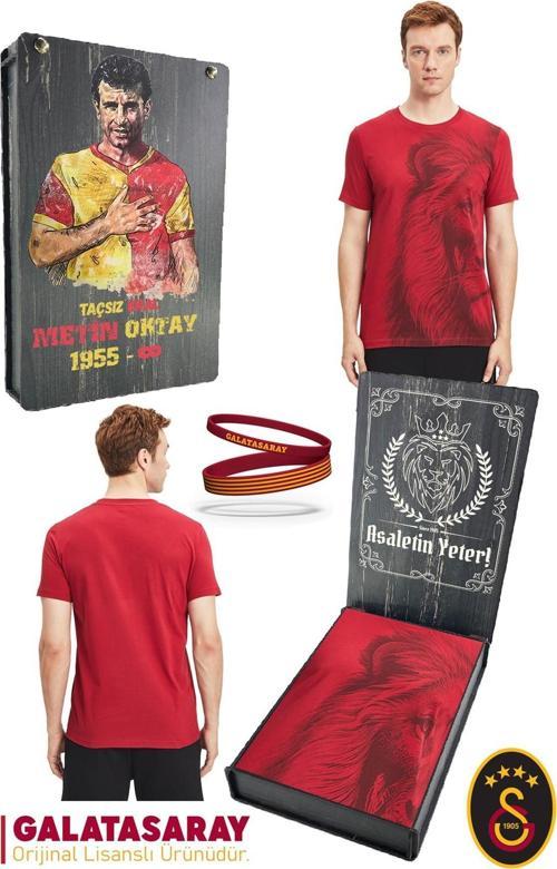 Orijinal Lisanslı Aslan Baskılı T-Shirt + Bileklik Set Hediyelik Ahşap Kutulu