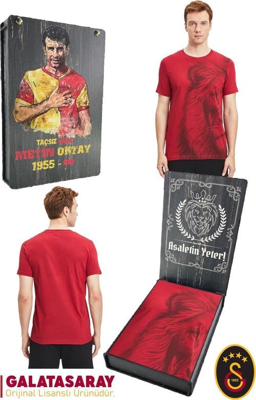 Orijinal Lisanslı Aslan Baskılı T-Shirt Metin Oktay Baskılı Hediyelik Ahşap Kutulu