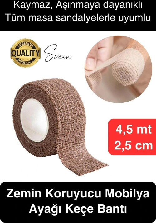 Özel Üretim 4,5 mt Zemin Koruyucu Ses Önleyici Keçe Bant Mobilya Eşya Ayağı Çizilmelere Karşı Koruma