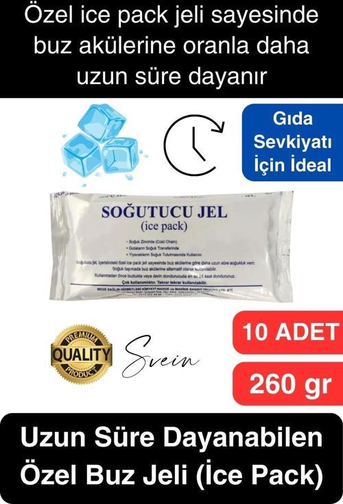 10 Adet 260 gr Soğutucu Jel Poşet Buz Aküsü Yolculuk Seyahat Yiyecek İçin Uygun Uzun Süre Dayanım