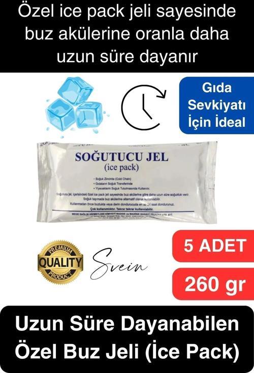 5 Adet 260 gr Soğutucu Jel Poşet Buz Aküsü Yolculuk Seyahat Yiyecek İçin Uygun Uzun Süre Dayanım