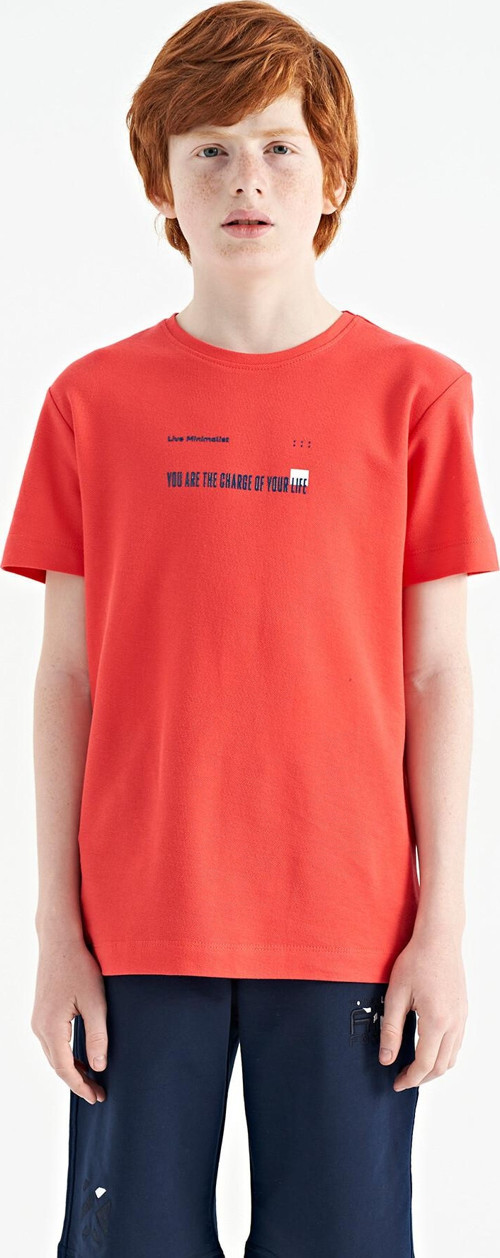 Coral Baskı Detaylı O Yaka Standart Kalıp Erkek Çocuk T-Shirt - 11117