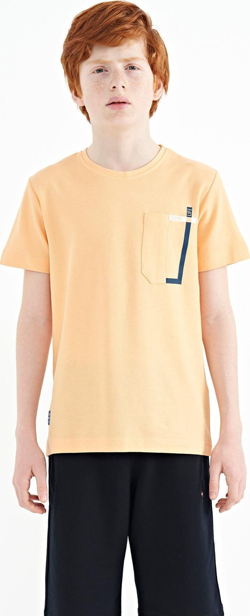 Kavun içi Cep Detaylı O Yaka Standart Kalıp Erkek Çocuk T-Shirt - 11120