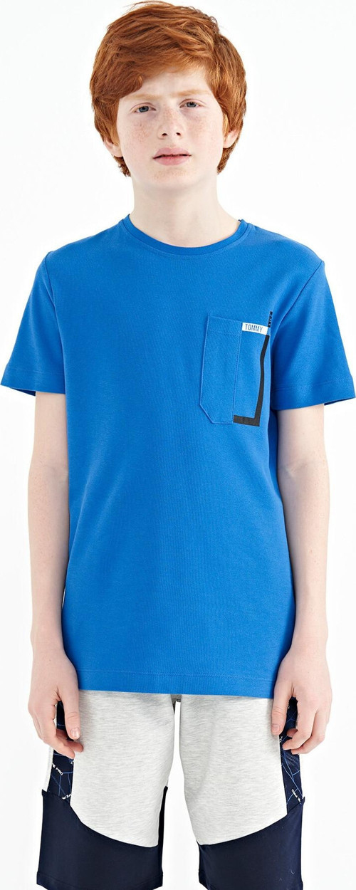 Saks Cep Detaylı O Yaka Standart Kalıp Erkek Çocuk T-Shirt - 11120