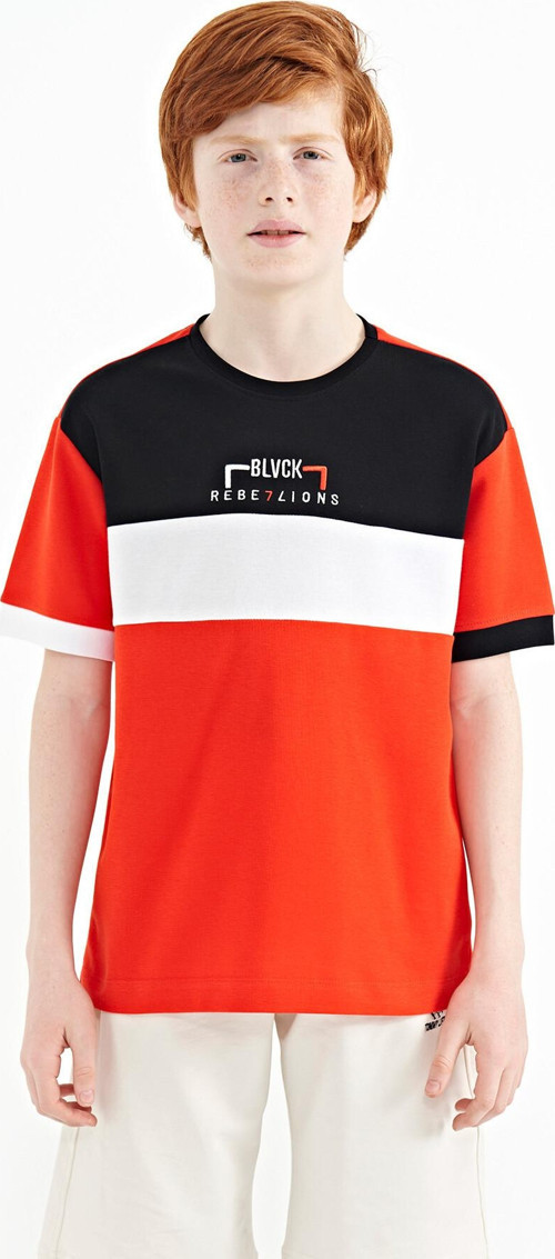 Fiesta Renk Geçişli Nakışlı Oversize Erkek Çocuk T-Shirt - 11159