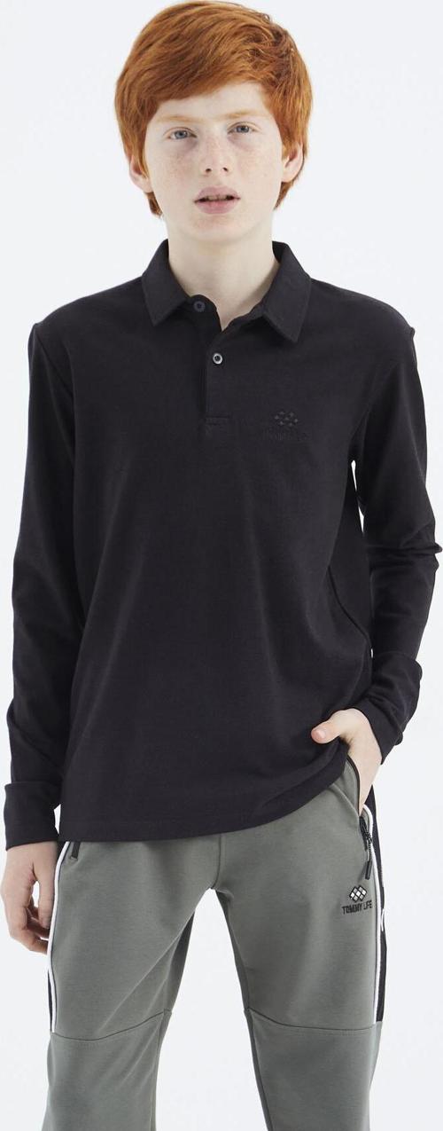 Siyah Polo Yaka Basic Erkek Çocuk T-Shirt - 11171
