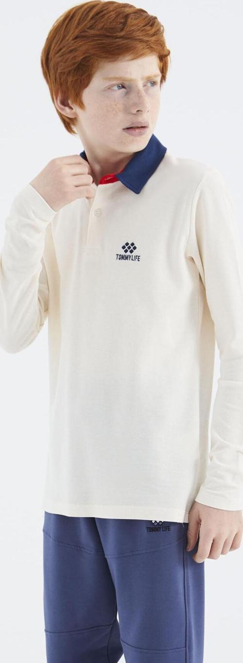 Ekru Polo Yaka Basic Erkek Çocuk T-Shirt - 11171