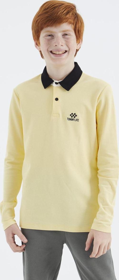 Sarı Polo Yaka Basic Erkek Çocuk T-Shirt - 11171