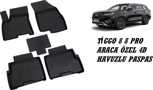 TİGGO 8 ARACA ÖZEL 4D HAVUZLU PASPAS KAUCUK 2023 2024 2025