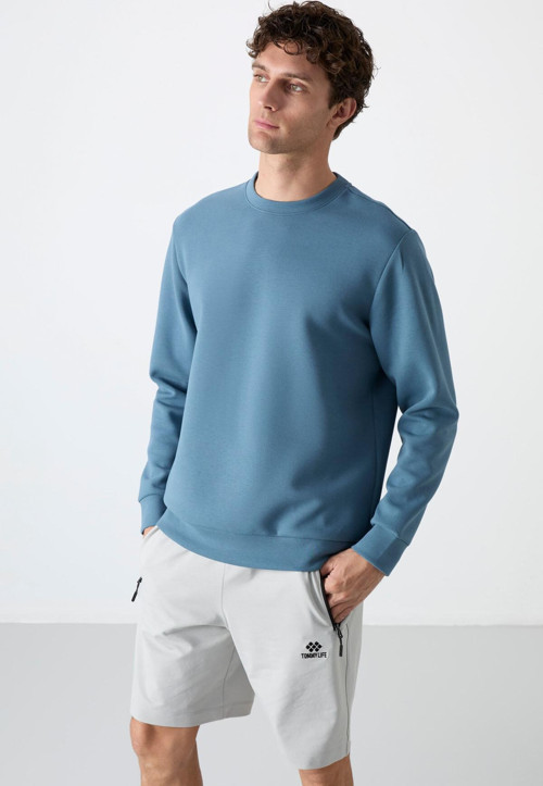Orman Yeşili Basic O Yaka Rahat Form Erkek Sweatshirt - 88053