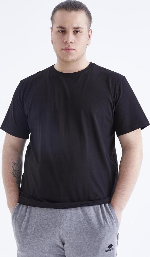 Siyah Basic Kısa Kol O Yaka Büyük Beden Erkek T-Shirt - 88072