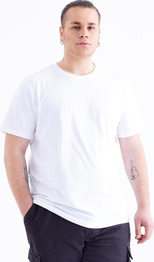 Beyaz Basic Kısa Kol O Yaka Büyük Beden Erkek T-Shirt - 88072