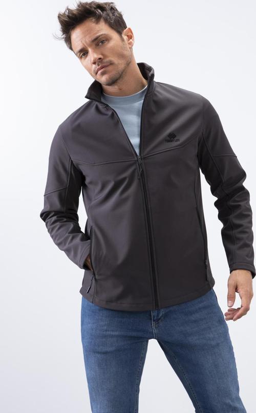 Antrasit Fermuarlı Dik Yaka Su ve Rüzgar Geçirmez Softshell Erkek Mont - 88050