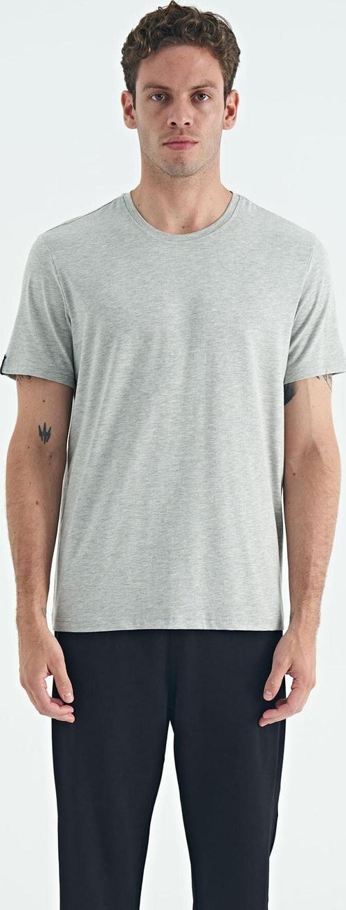 Gri Melanj Erkek Basic Kısa Kol Standart Kalıp O Yaka T-shirt - 87911