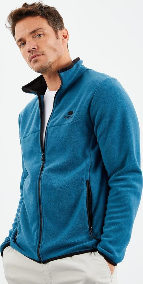Zümrüt Yazı Nakışlı Dik Yaka Fermuarlı Standart Kalıp Erkek Sweatshirt Polar - 87992