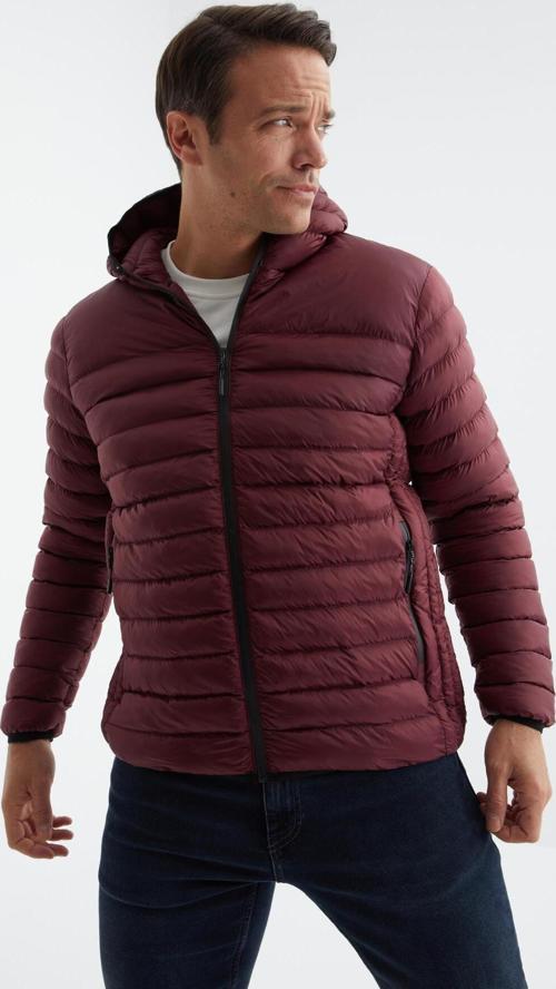 Bordo Fermuarlı Standart Kalıp Soğuğa Dayanıklı Erkek Şişme Mont - 88167