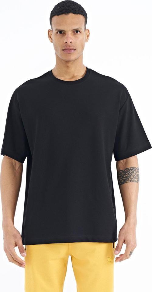 Siyah Kol Arma Detaylı Basic Oversize Erkek T-Shirt - 88193