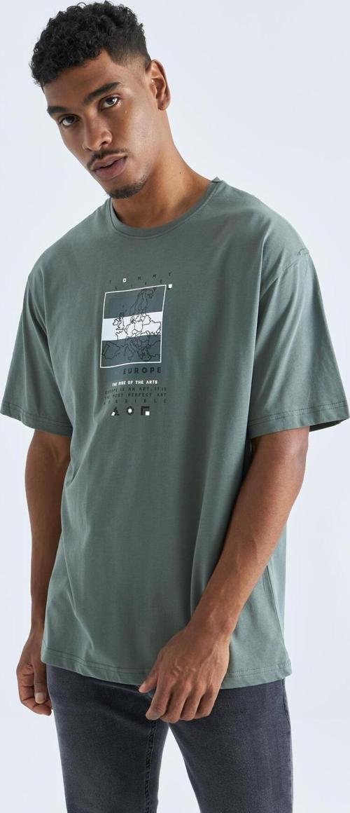 Çağla Baskı Detaylı O Yaka Erkek Oversize T-Shirt - 88094