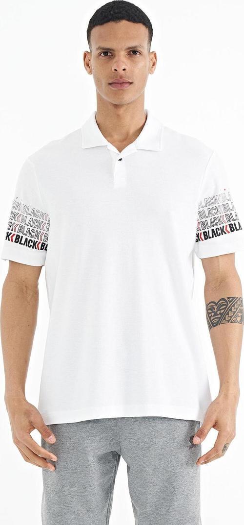 Beyaz Kol Baskı Detaylı Polo Yaka Standart Form Erkek T-shirt - 88240