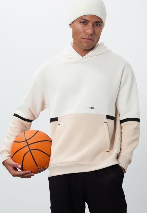 Ekru Pamuklu Kalın İçi Tüylü Yumuşak Dokulu Comfort Fit Nakışlı Erkek Sweatshirt - 88417