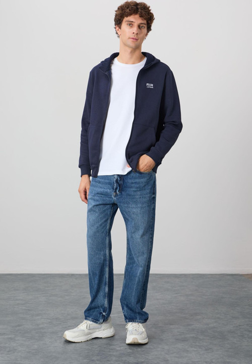 Hector Lacivert Şardonlu Erkek Sweatshirt - 88139