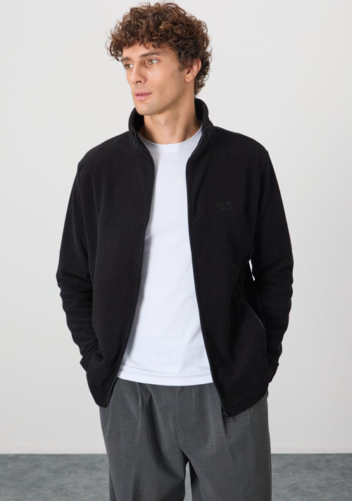 Hardy Siyah Standart Kalıp Polar Erkek Sweatshirt - 88299