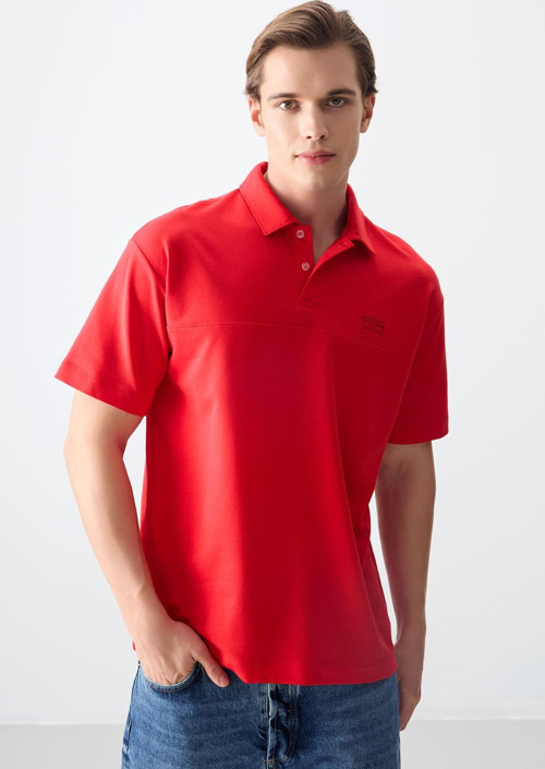 Fiesta Pamuklu Kalın Yumuşak Dokulu Polo Yaka Oversize Fit Basic Erkek T- Shirt - 88382