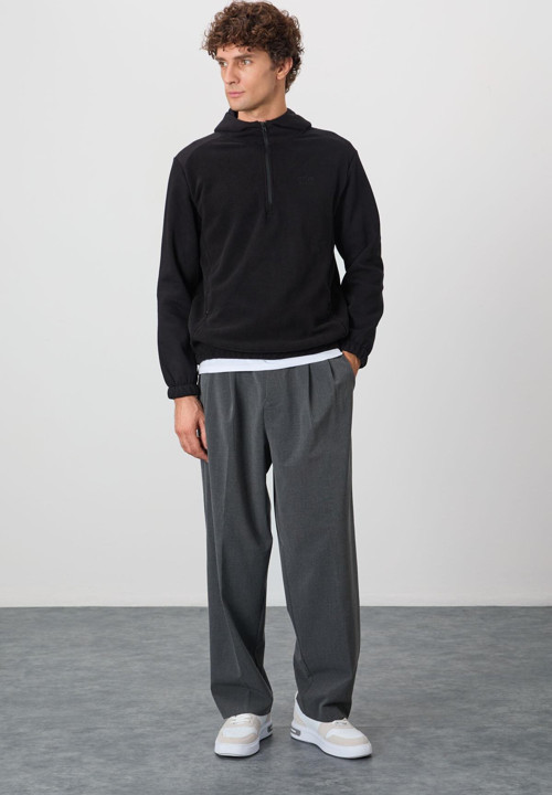 Ruby Siyah Standart Kalıp Polar Erkek Sweatshirt - 88300