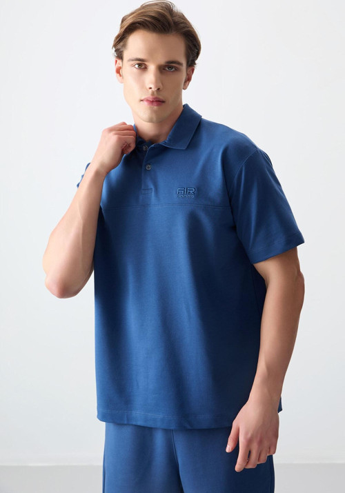 Parlament Pamuklu Kalın Yumuşak Dokulu Polo Yaka Oversize Fit Basic Erkek T- Shirt - 88382