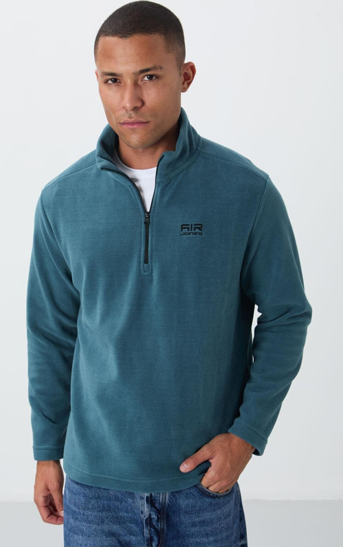 River Orman Yeşili Dik Yaka Erkek Polar Sweatshirt - 88310