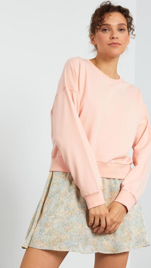 Pembe Basic Rahat Form O Yaka Kadın Sweatshirt - 97114